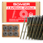 2,8/90mm, 4500 szt. Pierścieniowe / Gwoździe do gwoździarki łączone drutem (bębnowe)