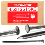 Gwoździe budowlane czarne gładkie - 4,5x125 mm op. 5 kg