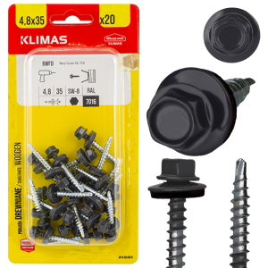 Wkręty farmerskie - RAL7016 wym. 4,8x35mm, op. 20 szt. blachowkręty