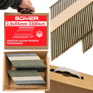 Gwoździe  łączone papierem 34° - 2,9x65mm pierścieniowe 3300 szt. główka D