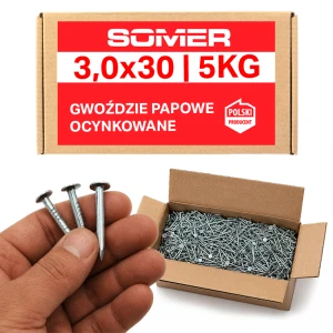 Gwoździe papowe ocynkowane - 3,0x30 mm 5 kg do papy dachowej, papiaki